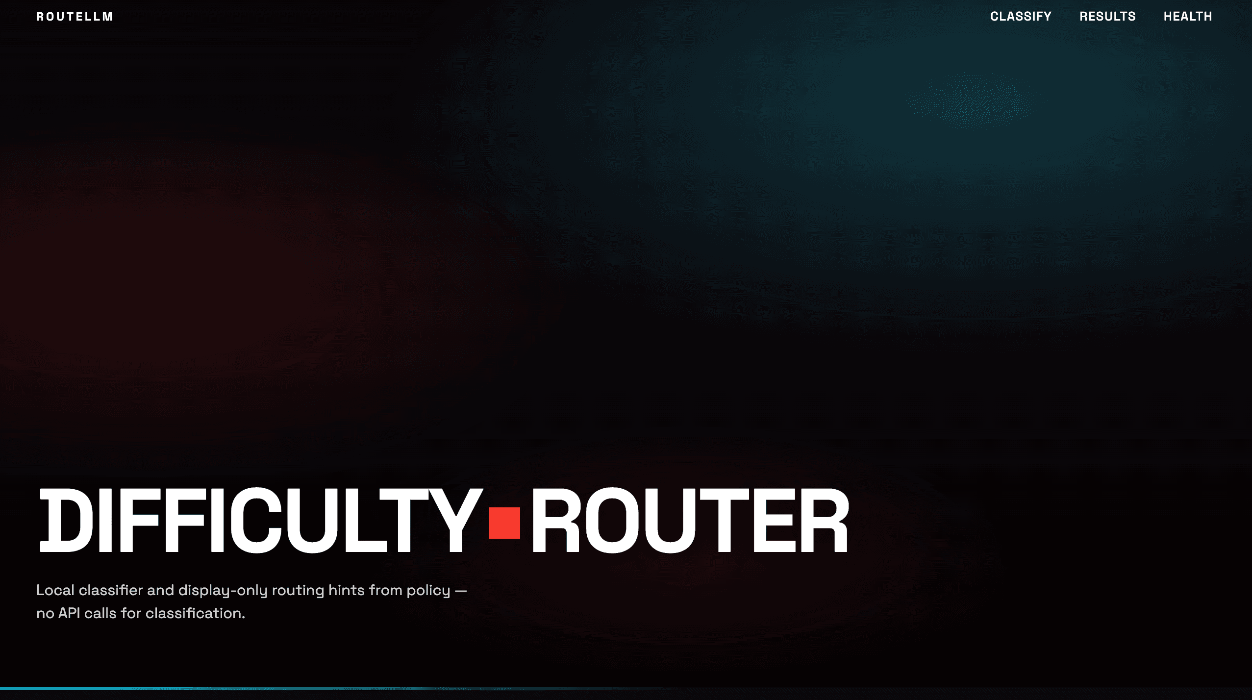 RouteLLM difficulty router UI: local classifier and routing hints